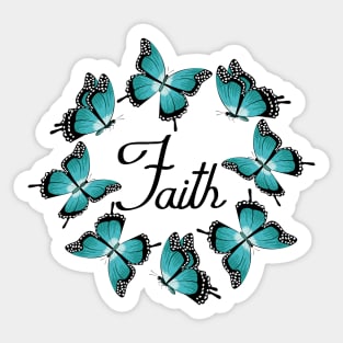 Faith - Blue Butterflies Sticker